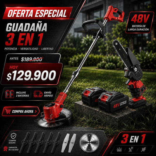 Transforma tu jardín en minutos con una guadaña inalámbrica potente, liviana y lista para todo tipo de corte - Guadaña Podadora Electrica