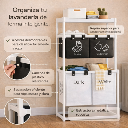 El caos de la lavandería tiene solución - Cesta Organizadora Para Ropa Sucia